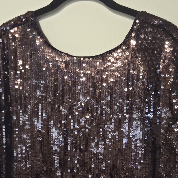 NWT Maeve Anthropologie Sparkling Brown Sequin Mini Dress Size Medium - Picture 2 of 4